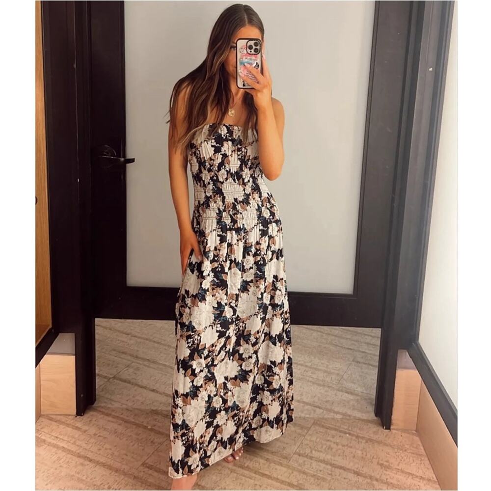 Abercrombie & Fitch Floral Maxi Dress - Black and White